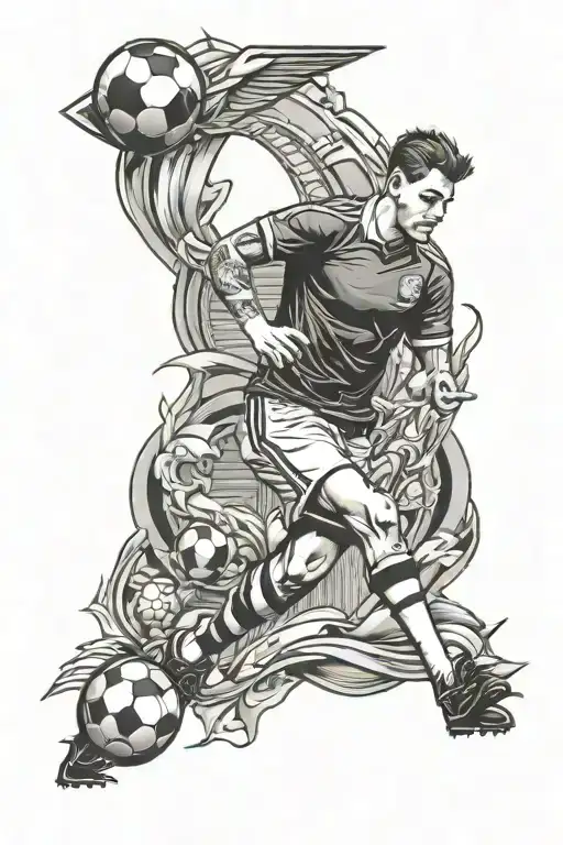 soccer, darts and cricket tattoo design idea