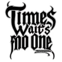 gothic text 'times waits for no one' incorporated into the design tattoo design idea