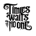 gothic text 'times waits for no one' incorporated into the design tattoo design idea
