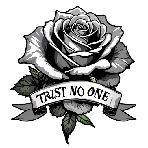 Gangster Trust No One rose tattoo design idea