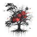 tree abstract compas tattoo design idea