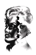 marylin monroe split face/ two tattoo design idea