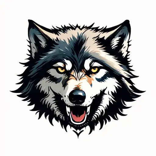 alpha wolf hiding in the darkness and corpses in the moonlight tattoo design idea