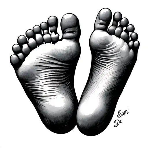 feet print son born baby boy with his date de naissance tattoo design idea
