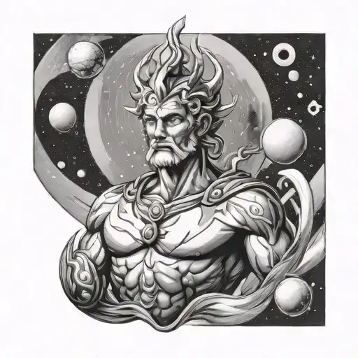 uranus and number 1 tattoo design idea