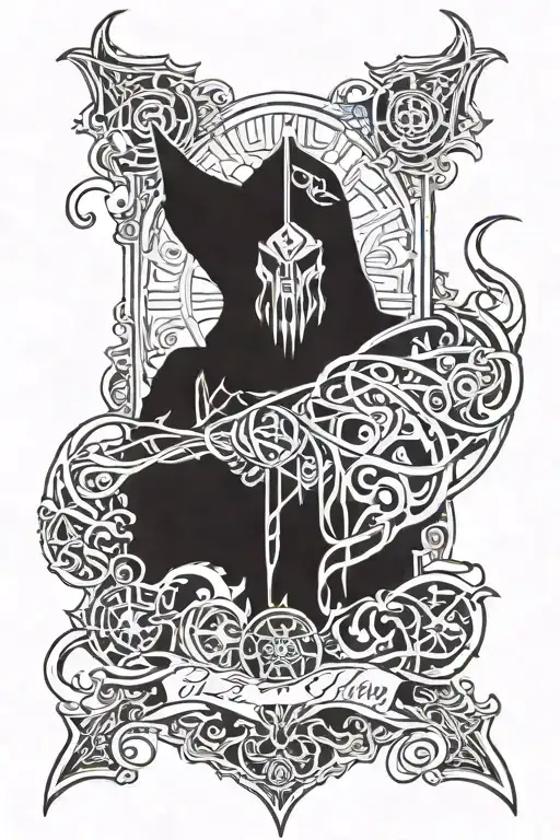 lich king caligraphy tattoo design idea