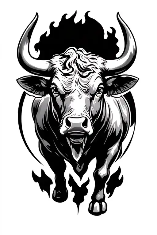 bull charging tattoo design idea
