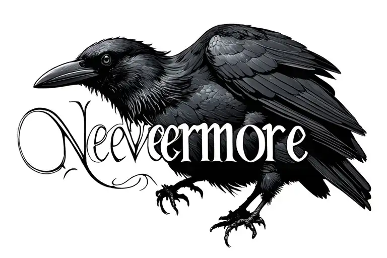 "Nevermore" raven tattoo design idea