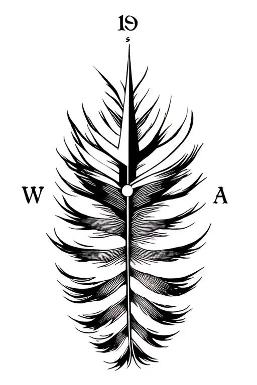 compass clock feather feather feather tattoo design idea