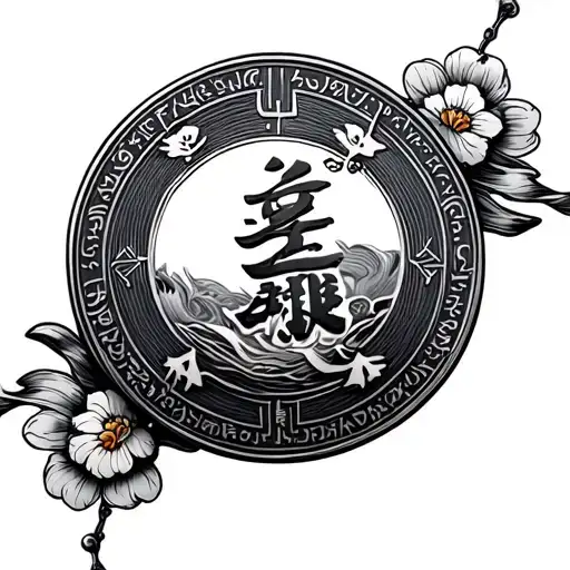 Japanese Coin tattoo design idea