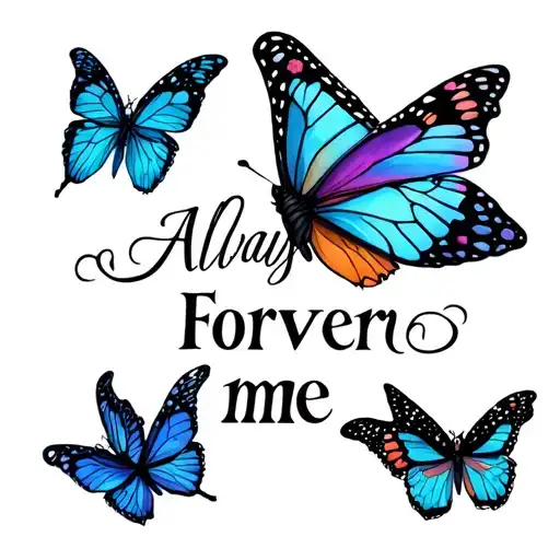 "Always Forever me" Butterflies tattoo design idea