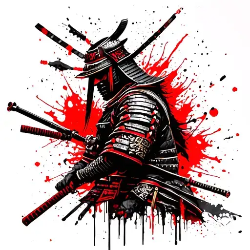 samurai cyberpank tattoo design idea