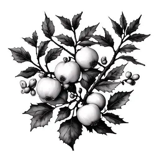 willow, birch, hawthorn, holly, ashe branches tattoo design idea