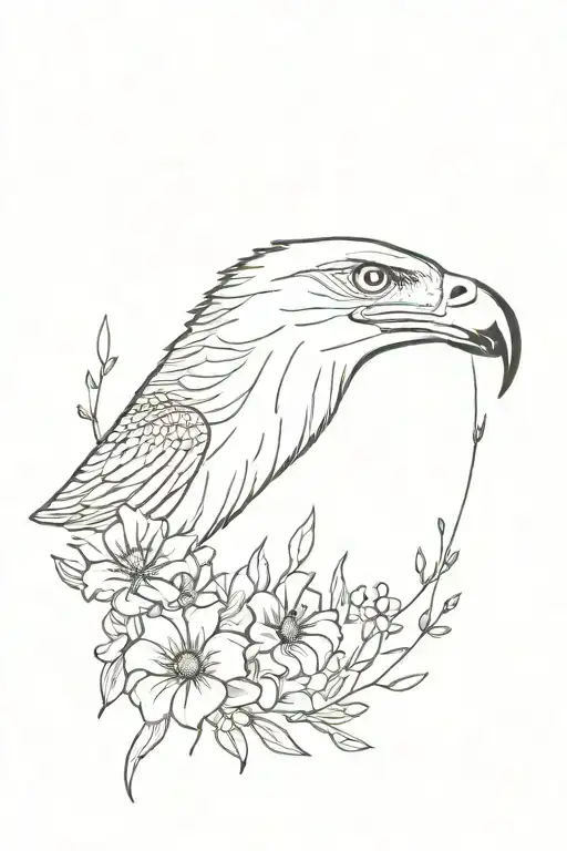 wild flowers bed with a golden eagle with a snake in the eagles mouth tattoo design idea