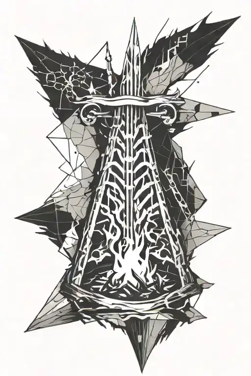 Geometric "Dark Souls Bonfire With Darksign" tattoo design idea