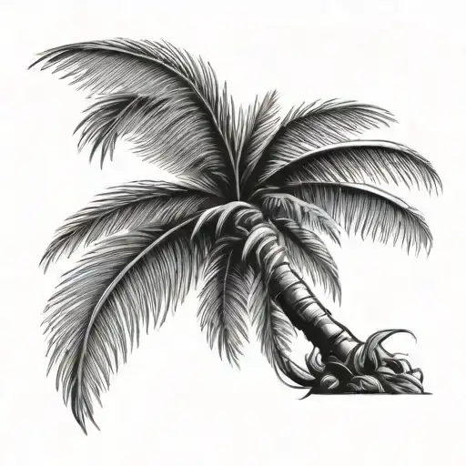 Design a tattoo sketch of a palm tree  that represents a bother sister and bother make it just basic black fine needle s tattoo design idea
