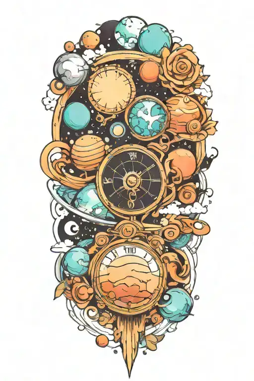 sky,planets,time universe, tattoo design idea