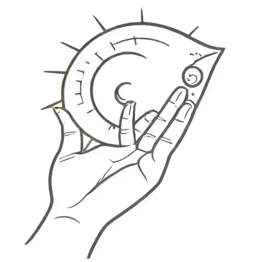 a sun with a hand and a moon tattoo design idea