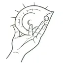 a sun with a hand and a moon tattoo design idea