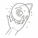 a sun with a hand and a moon tattoo design idea