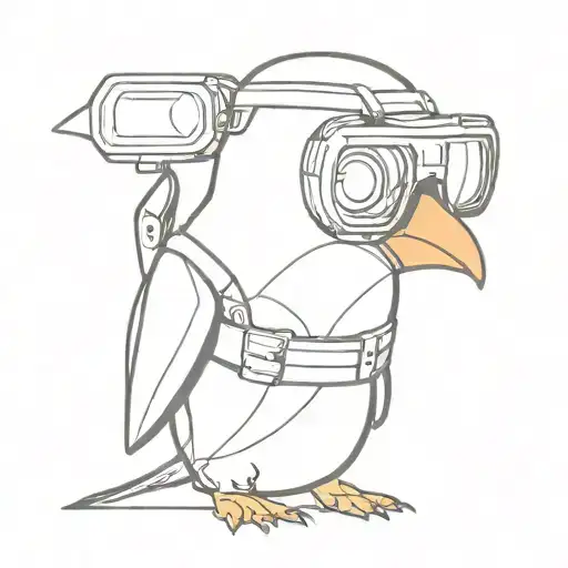 penguin wearing snowboard goggles tattoo design idea