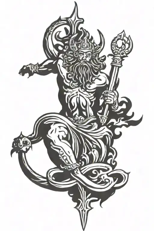 poseidon god tattoo design idea