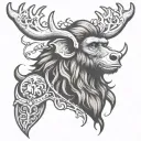 cute monkey with moose antlers  tattoo design idea