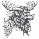 cute monkey with moose antlers  tattoo design idea