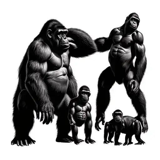 Gorilla Family tattoo design idea