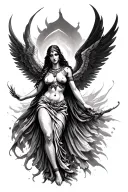 isis goddess with wings spread tattoo design idea