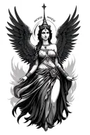 isis goddess with wings spread tattoo design idea