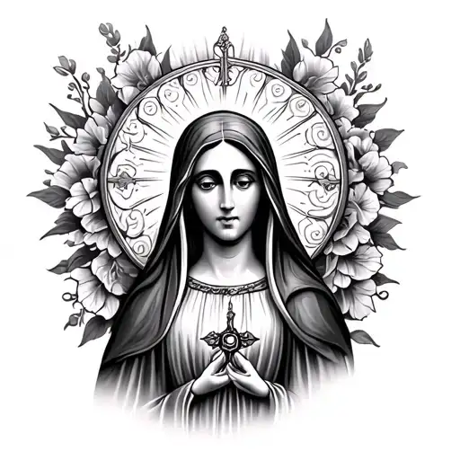 virgen mary tattoo design idea