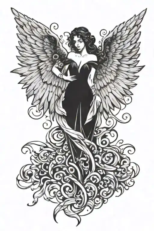Angel wings spread wide tattoo design idea