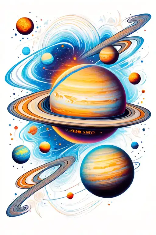 space and planets  tattoo design idea
