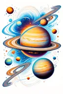 space and planets  tattoo design idea