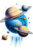 space and planets  tattoo design idea