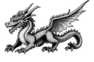 dragon with wings spread facing front tattoo design idea