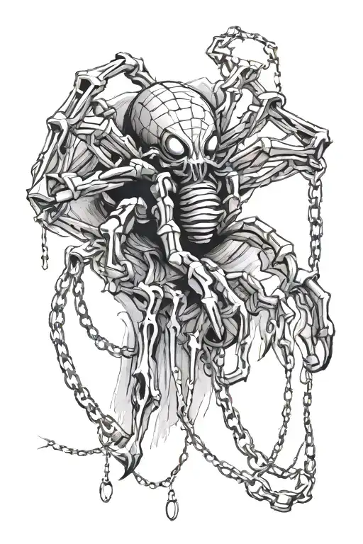 kurapika spider on chains wrapped tattoo design idea