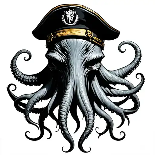 cthulhu with captain hat tattoo design idea