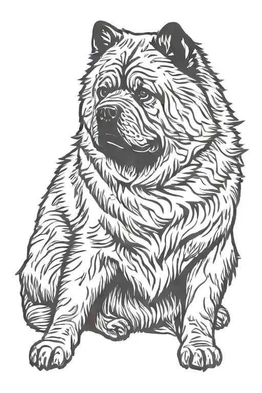 smooth coat chow chow sitting down silhouette tattoo design idea