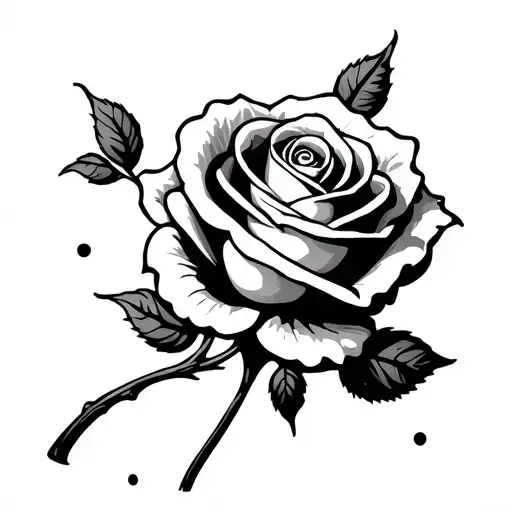 Rose and cross stem with three dots on each side tattoo design idea