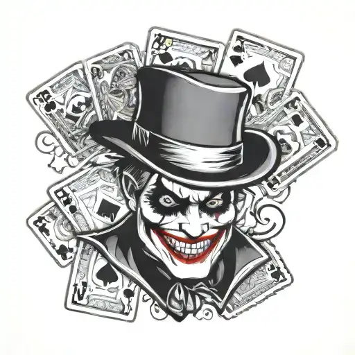 Harley quinn joker cards logo with color tattoo design idea