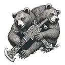 Celtic bear holding axes crossing over eachother tattoo design idea