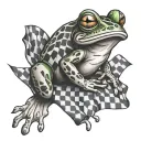 frog waving checkered flag tattoo design idea