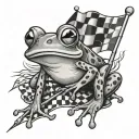frog waving checkered flag tattoo design idea