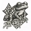 frog waving checkered flag tattoo design idea