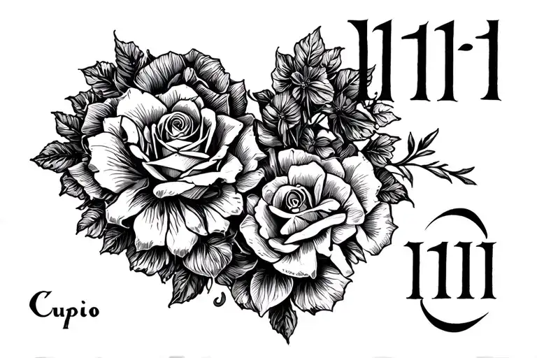 11:11 in roman numerals with Cupio written under tattoo design idea