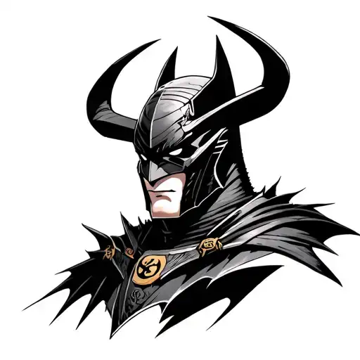 samurai batman with oni mask tattoo design idea
