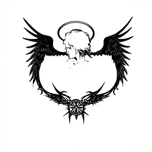 seraphim angel with halo neck tattoo tattoo design idea