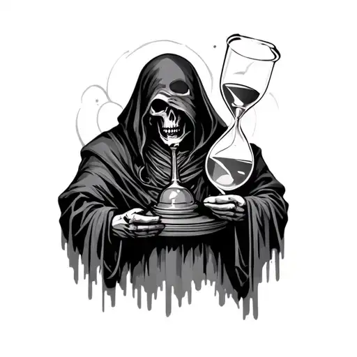 Grim Reaper Holding Hourglass tattoo design idea